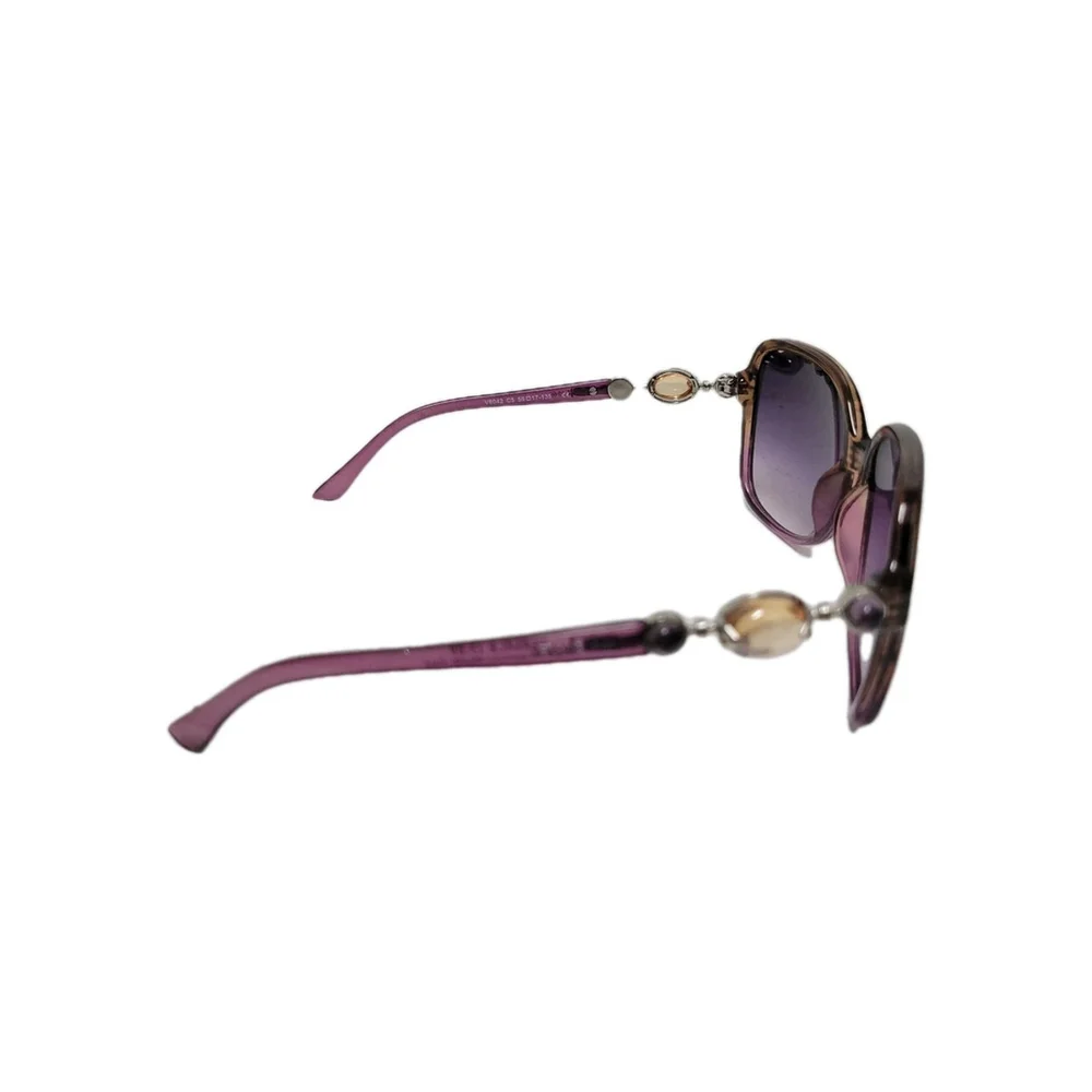 VERSACE Rhinestone Adult Unisex Sunglasses Eyewear Pink Brown Frame